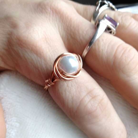 🆕Boho Style Ring - Copper Ring - Pearl - Picture 4 of 4